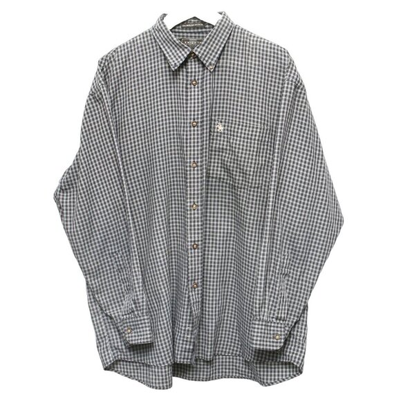 Knights Sportswear Button Shirt Stripe Black Grey Check Plaid Casual Top Office - Picture 1 of 6
